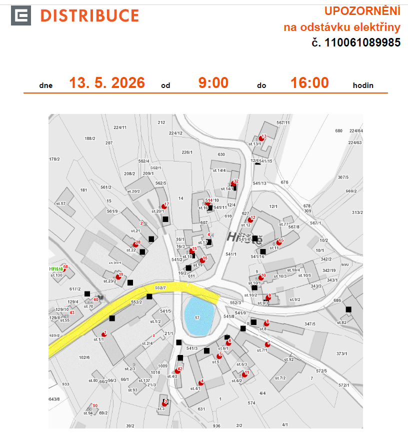 odstávka el. energie 13.5.2026