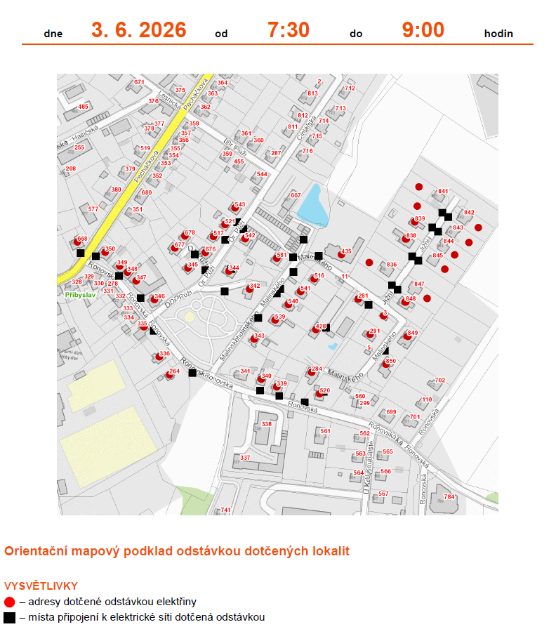 odstávka el. energie 3. 6. 2026